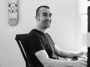 Digital Team Lead Ewan Lyle in the studio at Hamptons HQ