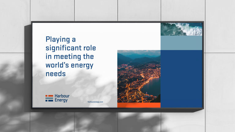 Harbour Energy Billboard saying "Playing a significant role in meeting the world's energy needs"
